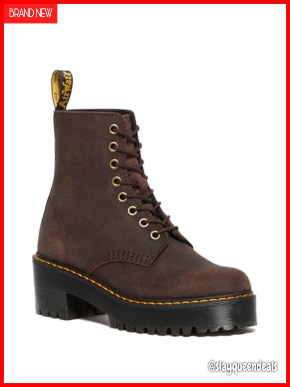Dr. Martens Sanguine 8 Eye Leather Heeled Combat Boot